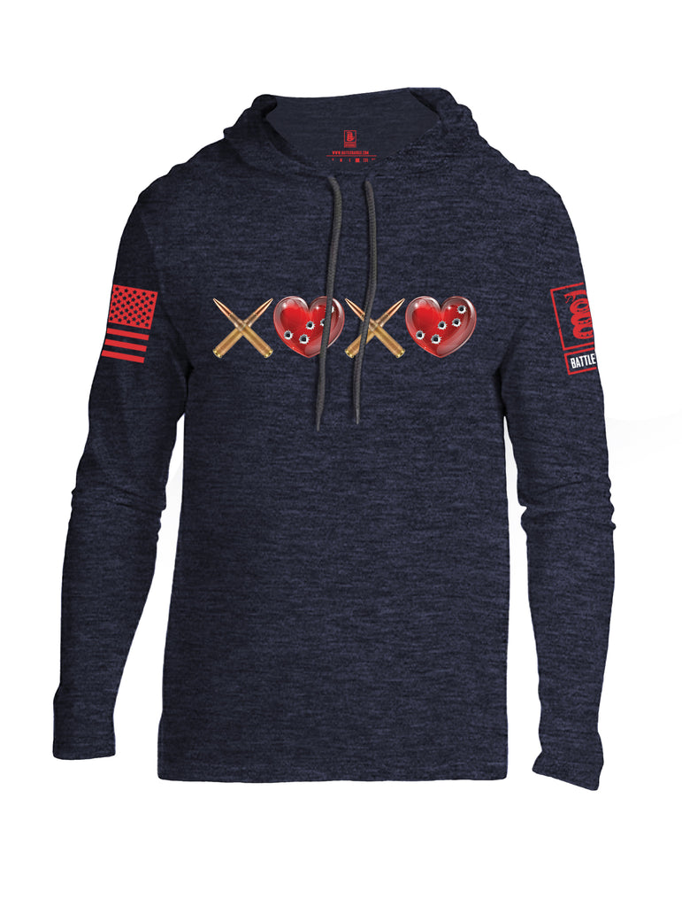 Battleraddle Hugs and Kisses Red Sleeve Print Mens Thin Cotton Lightweight Hoodie