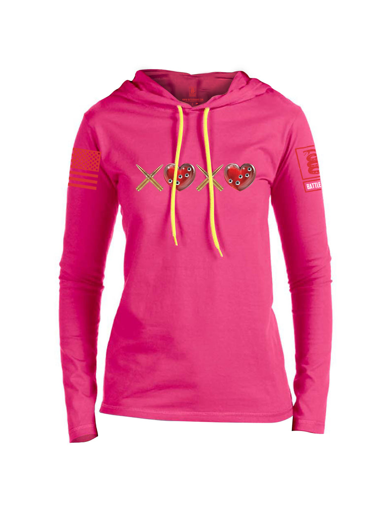 Battleraddle Hugs and Kisses Red Sleeve Print Womens Thin Cotton Lightweight Hoodie