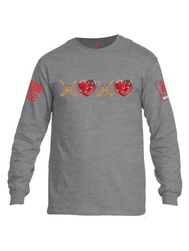 Battleraddle Hugs and Kisses Red Sleeve Print Mens Cotton Long Sleeve Crew Neck T Shirt
