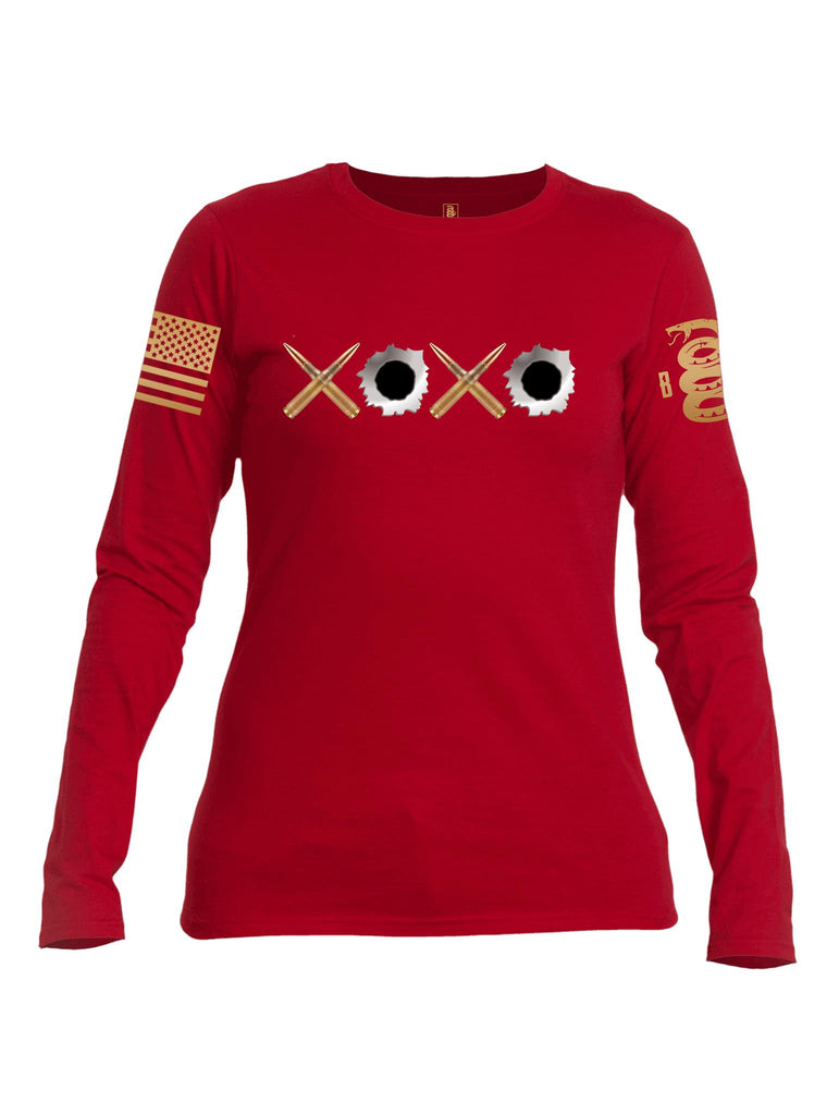 Battleraddle XOXO Brass Sleeve Print Womens Cotton Long Sleeve Crew Neck Sweatshirt