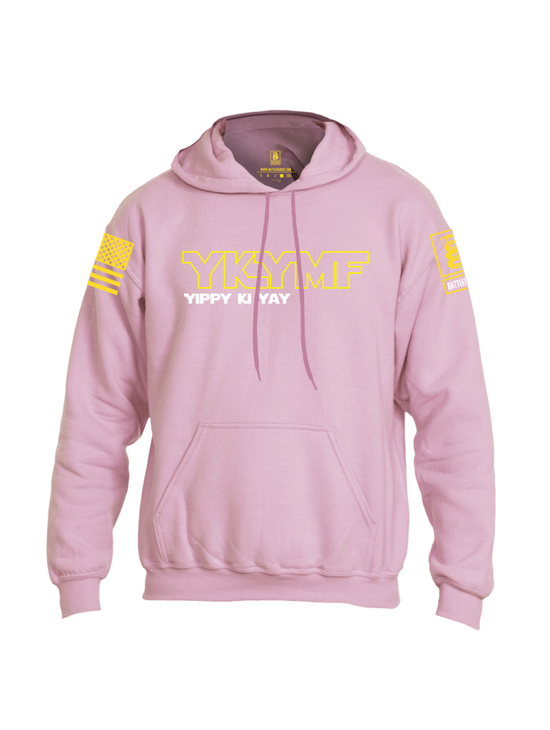 Battleraddle YKYMF Yippy Ki Yay Yellow Sleeve Print Mens Blended Hoodie With Pockets