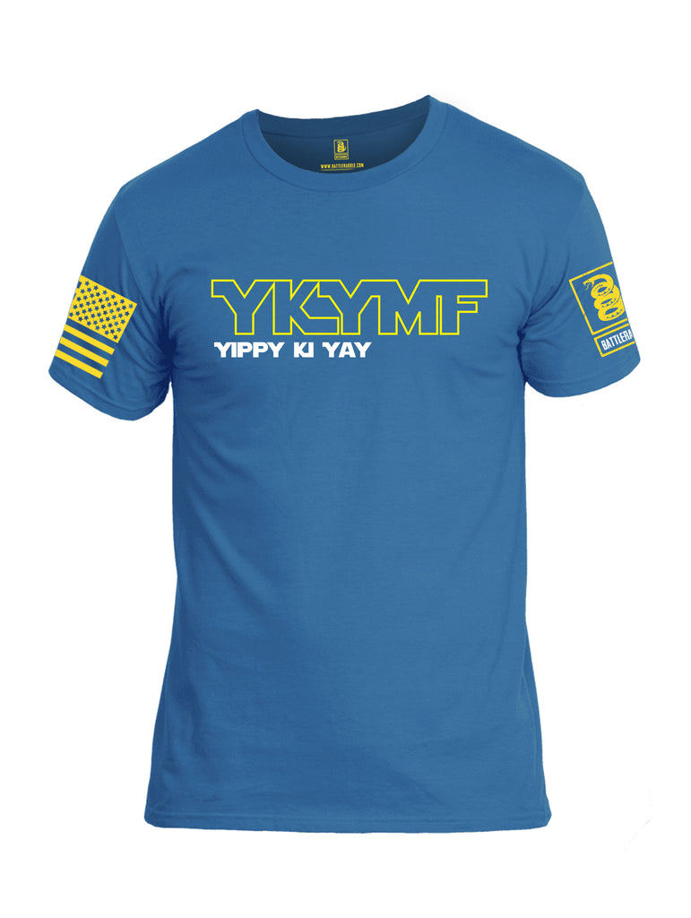 Battleraddle YKYMF Yippy Ki Yay Yellow Sleeve Print Mens Cotton Crew Neck T Shirt