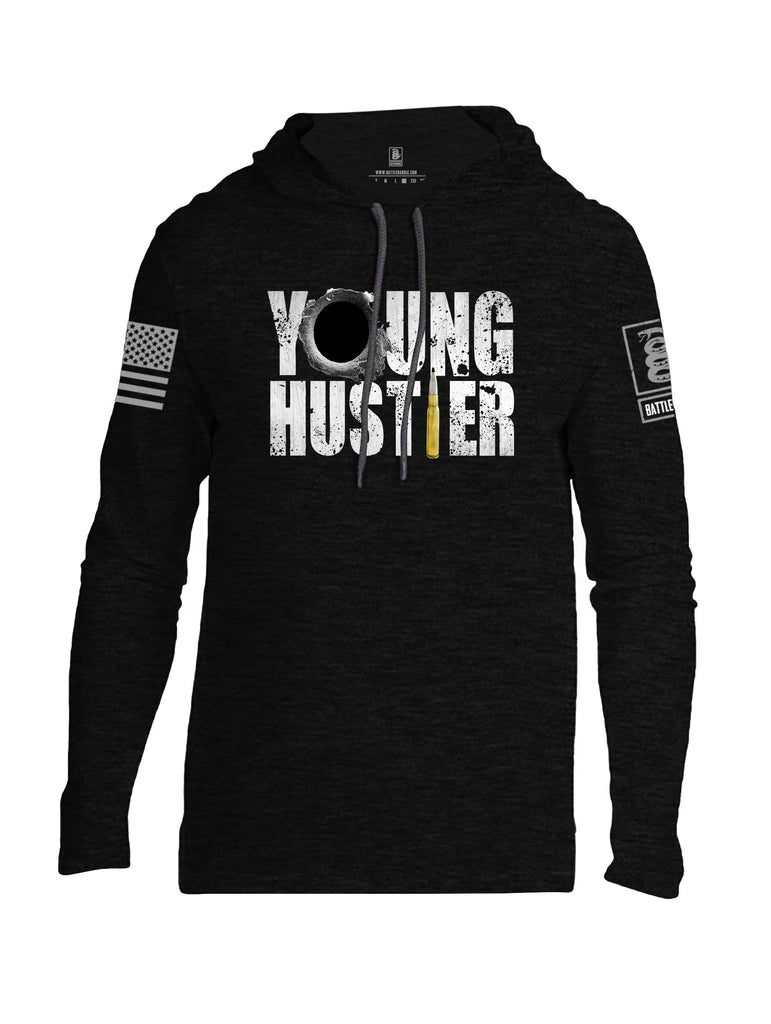 Battleraddle Young Hustler Grey Sleeve Print Mens Thin Cotton Lightweight Hoodie