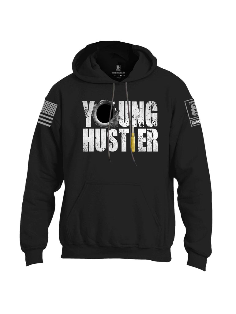 Battleraddle Young Hustler Grey Sleeve Print Mens Blended Hoodie With Pockets