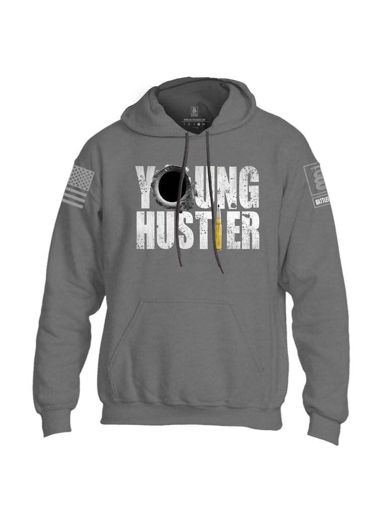 Battleraddle Young Hustler Grey Sleeve Print Mens Blended Hoodie With Pockets
