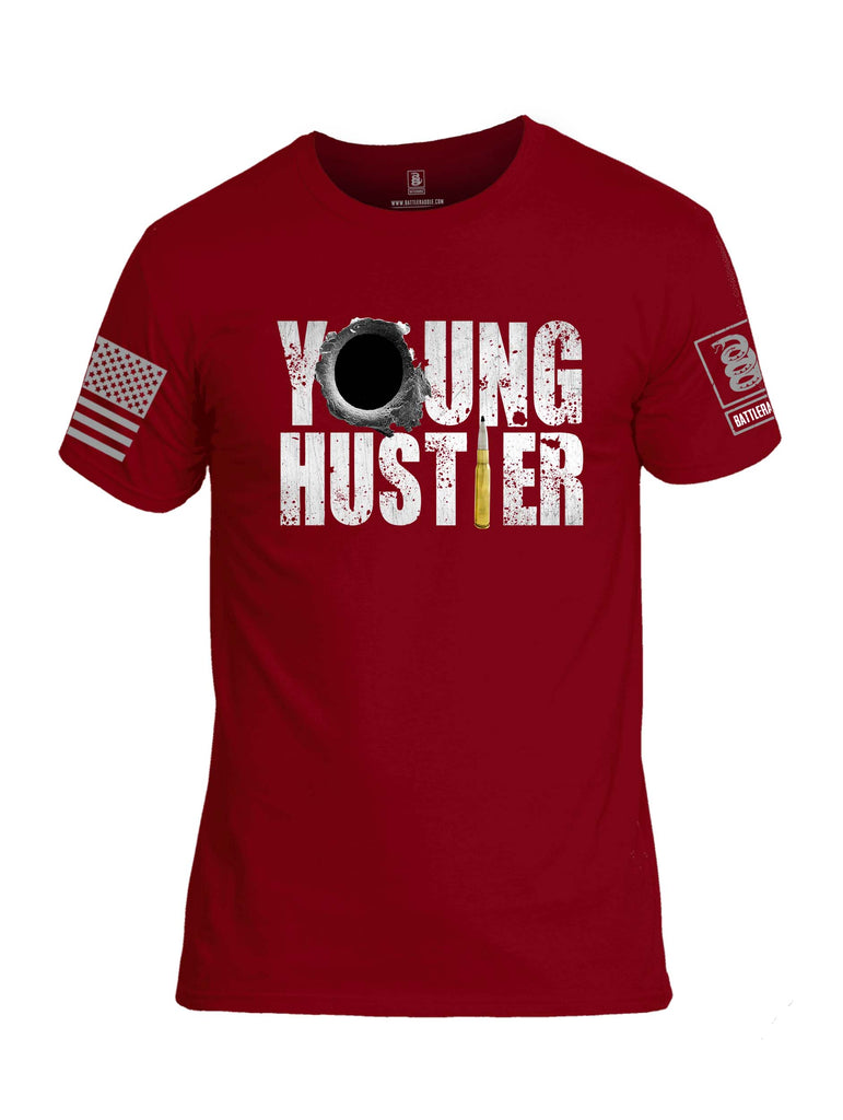 Battleraddle Young Hustler Grey Sleeve Print Mens Cotton Crew Neck T Shirt