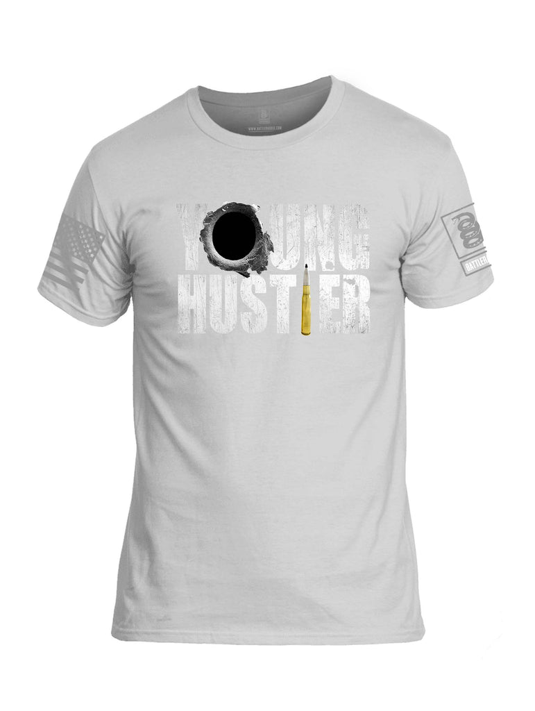 Battleraddle Young Hustler Grey Sleeve Print Mens Cotton Crew Neck T Shirt